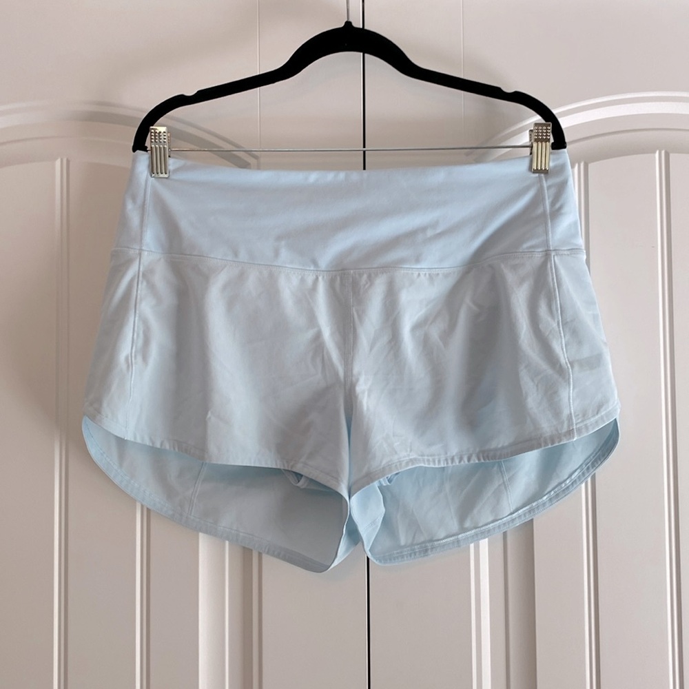 Lululemon Size 12 Speed Up High Rise 2.5" Lined Women's Shorts Blue EUC